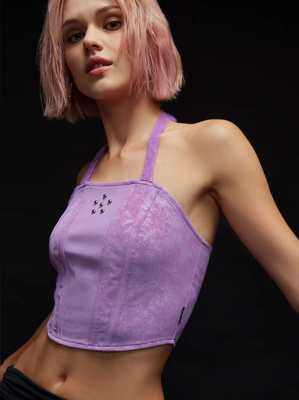 Zemeta Purple Halter Crop Top -